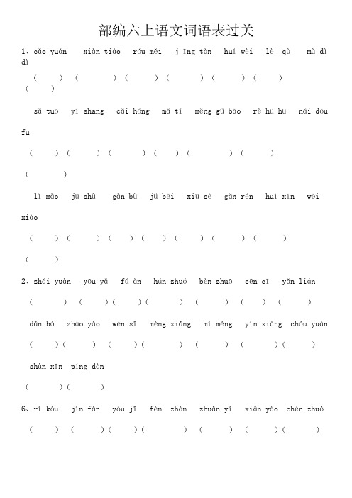 部编语文六上词语表过关