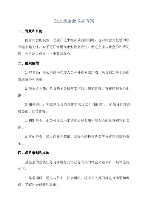 企业基金会成立方案