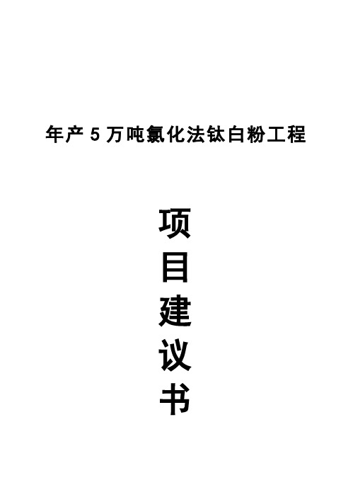 (强烈推荐)年产5万吨氯化法钛白粉工程项目研究建议书