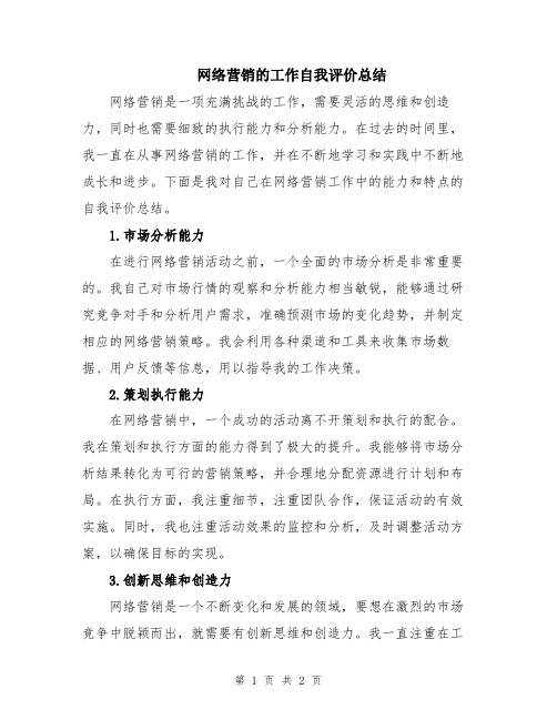 网络营销的工作自我评价总结