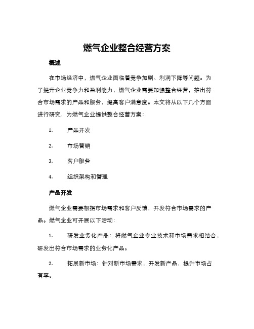 燃气企业整合经营方案