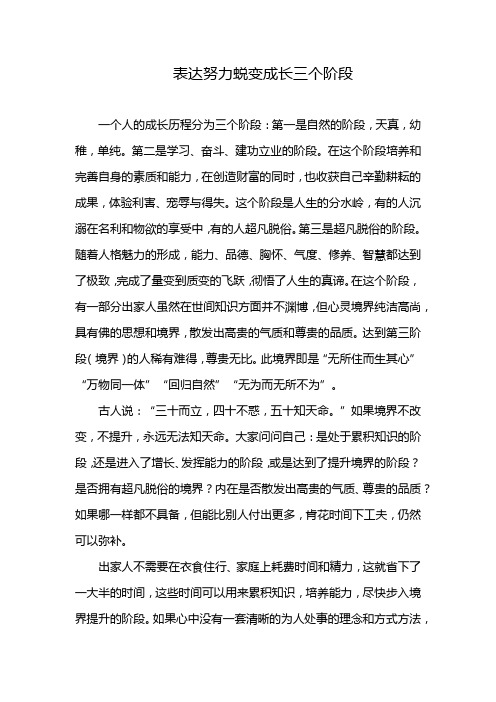 表达努力蜕变成长三个阶段