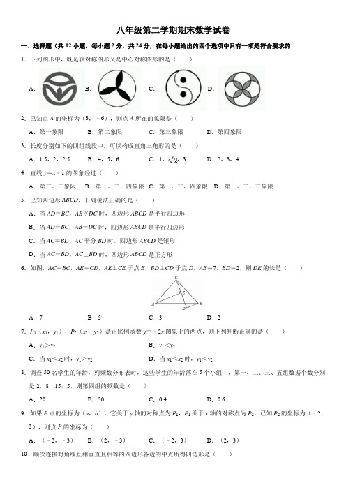 人教版八年级(下)期末数学试卷六(含解析)