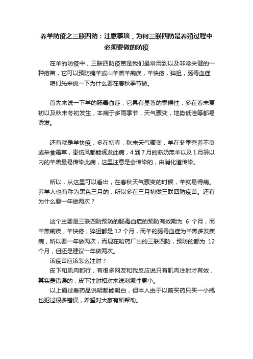 养羊防疫之三联四防：注意事项，为何三联四防是养殖过程中必须要做的防疫