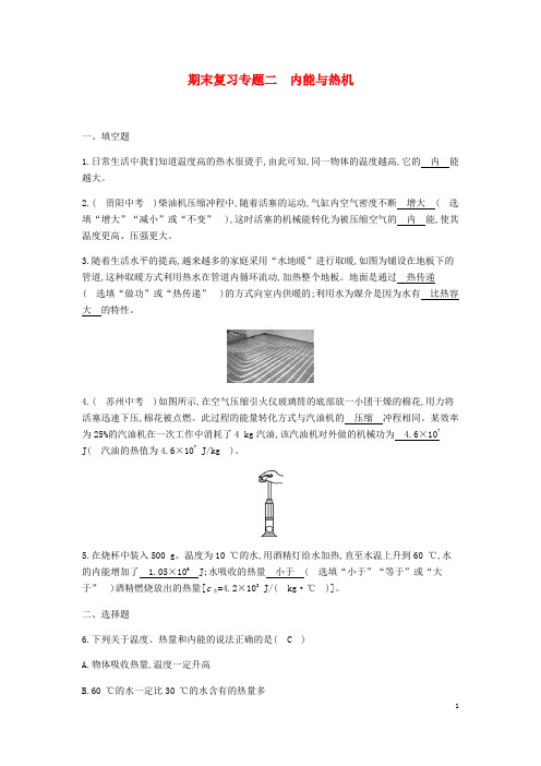 云霄县七中九年级物理下册期末复习专题二内能与热机精炼新版粤教沪版4