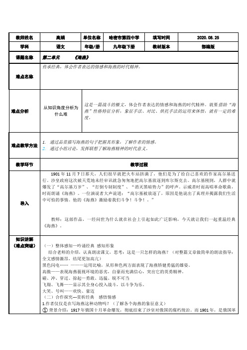 海燕  初中九年级语文教案教学设计 人教版