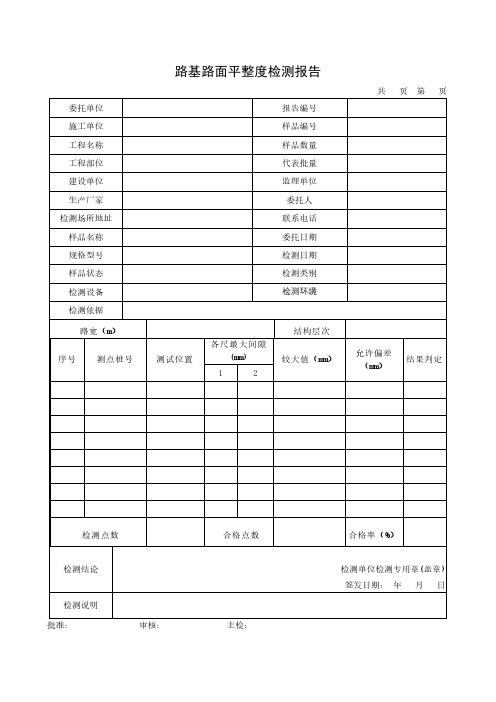 路基路面平整度检测报告