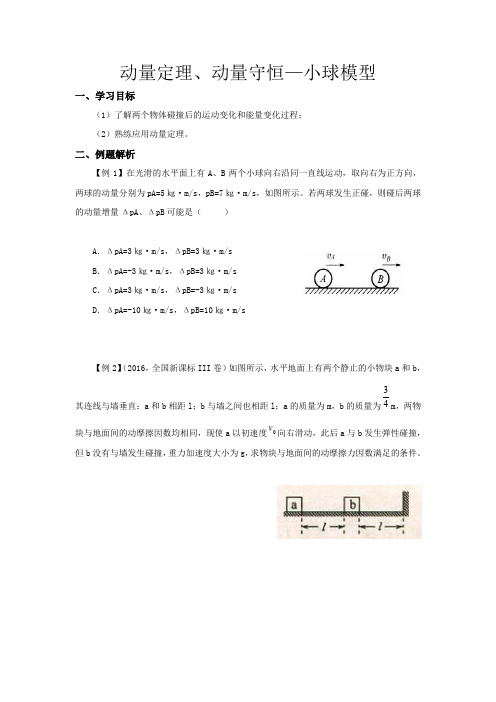 物理第66讲-动量定理、动量守恒——小球模型