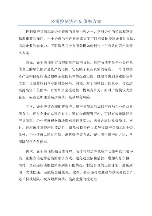 公司控制资产负债率方案