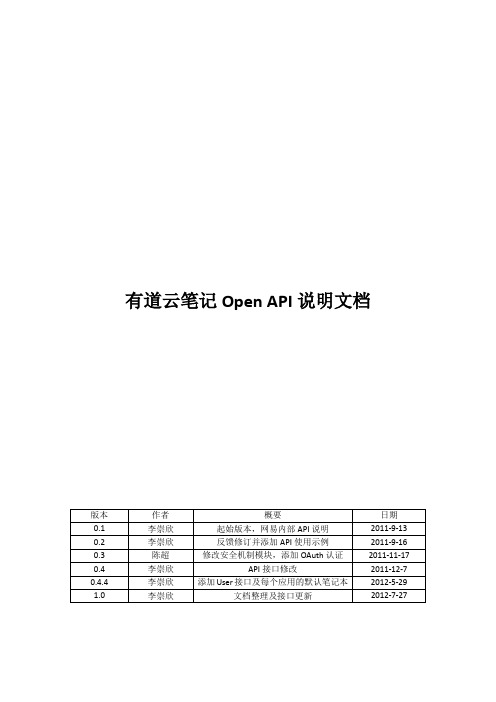 有道云笔记Open API说明文档 v1.0