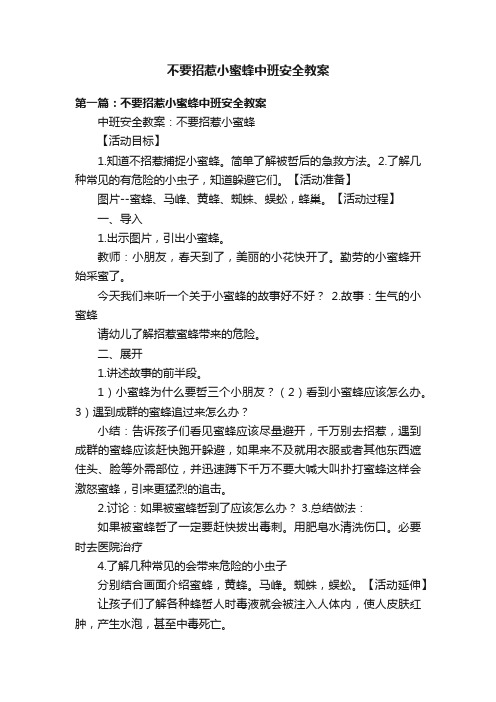 不要招惹小蜜蜂中班安全教案