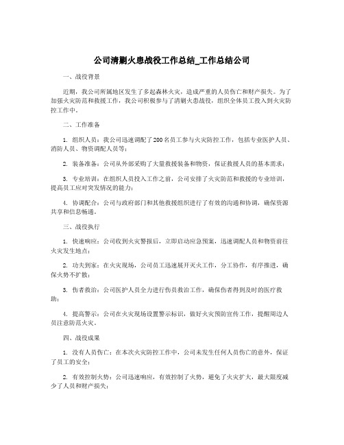 公司清剿火患战役工作总结_工作总结公司