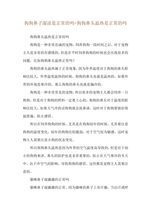 狗狗鼻子湿凉是正常的吗-狗狗鼻头温热是正常的吗