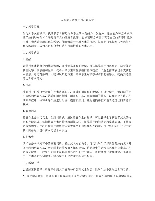 大学美育教师工作计划范文