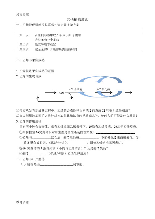 【教育资料】北京市西城区重点中学高三生物高考一轮复习课 植物的激素调节 其他植物激素  学案  学习专用