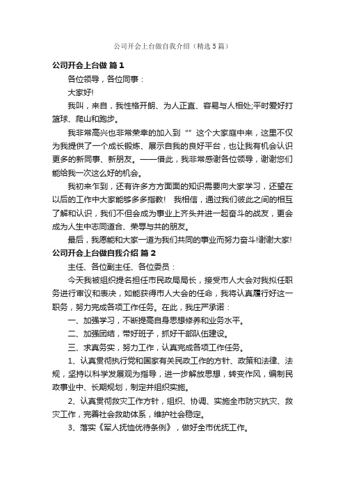 公司开会上台做自我介绍（精选5篇）