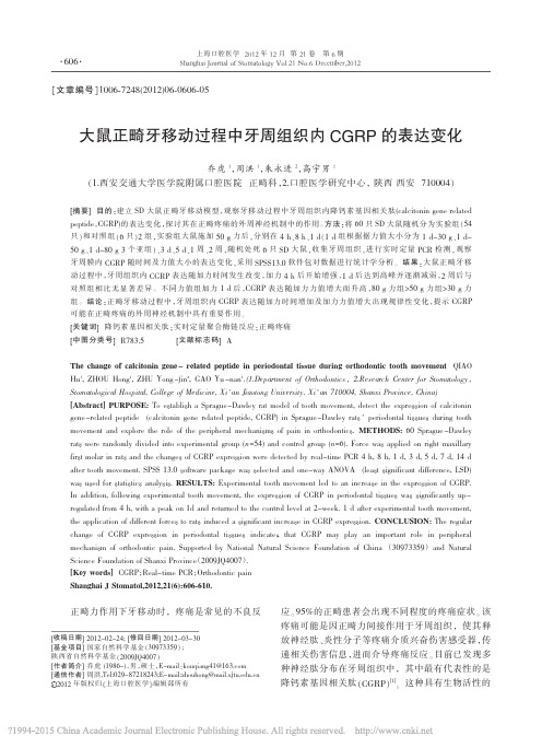 大鼠正畸牙移动过程中牙周组织内CGRP的表达变化_乔虎