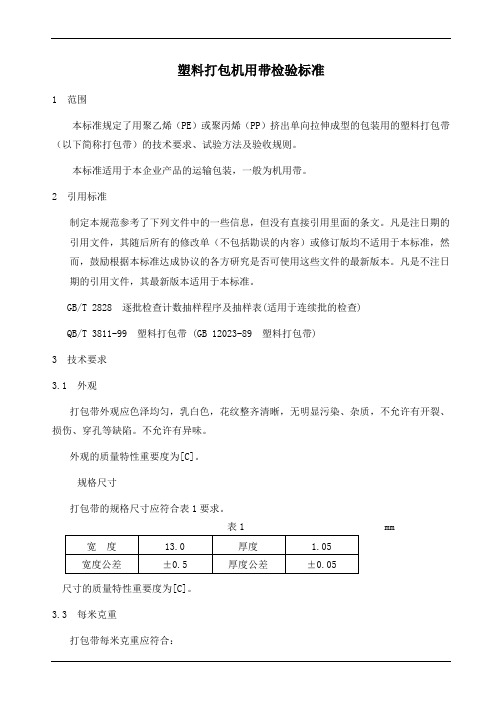 塑料打包机用带检验标准