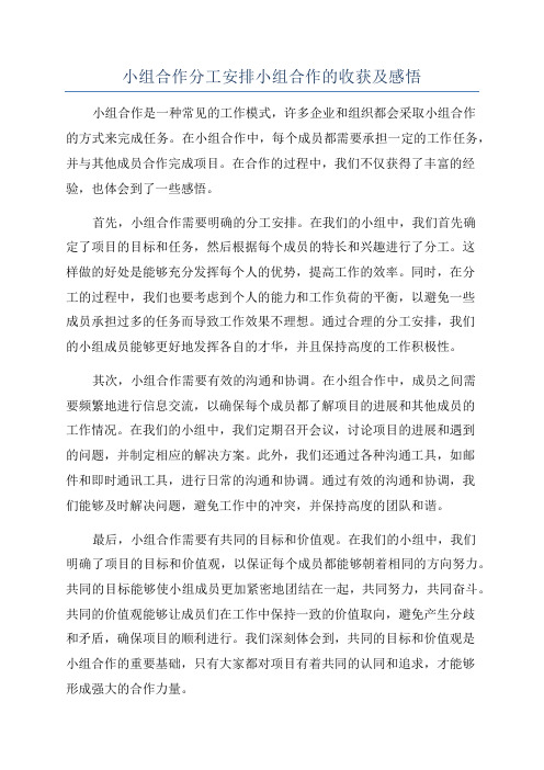 小组合作分工安排小组合作的收获及感悟