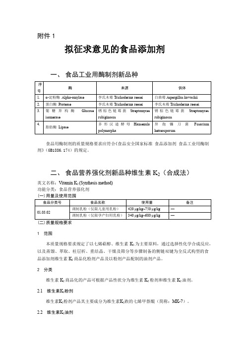 拟征求意见的α-淀粉酶等9种食品添加剂