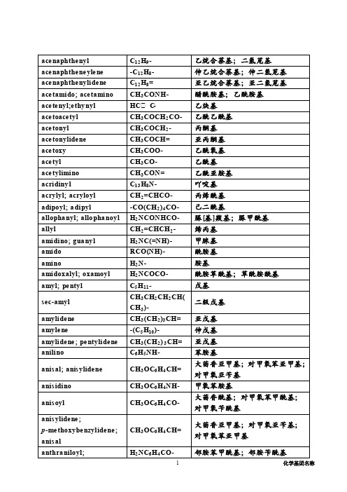 常用化学基团名称概要1