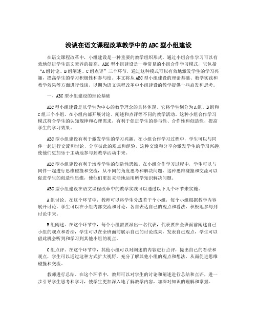 浅谈在语文课程改革教学中的ABC型小组建设