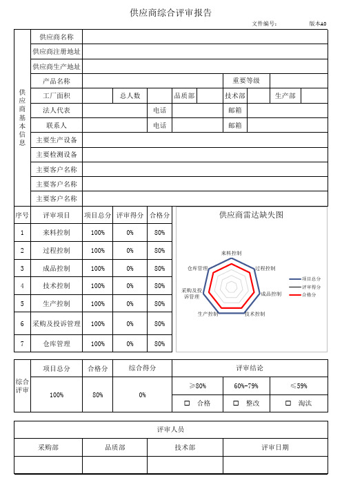 供应商评审表(含雷达图)