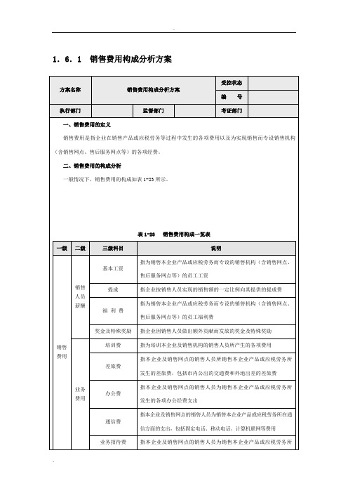 销售费用分析及预算方案