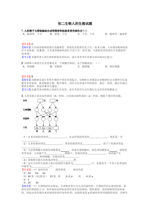 初二生物人的生殖试题
