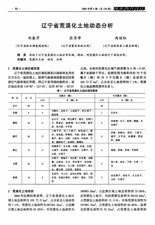 辽宁省 荒漠化 土地 动态 分析