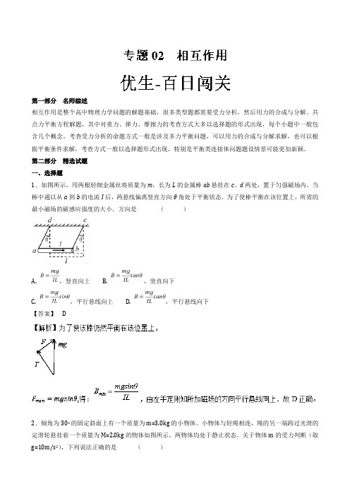 专题02 相互作用-2018年高考物理备考优生百日闯关系列 含解析 精品