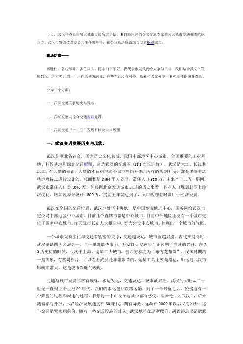 武汉发改委主任郭胜伟构建大武汉综合交通枢纽