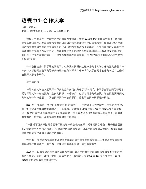 透视中外合作大学