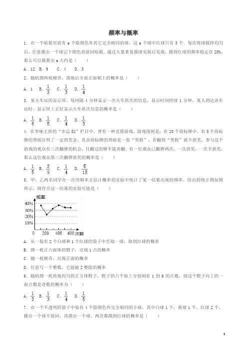 中考数学热身频率与概率含解析