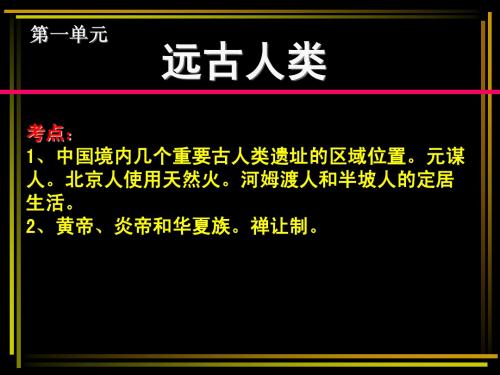 八年级人教版上册第一单元史前时代总复习