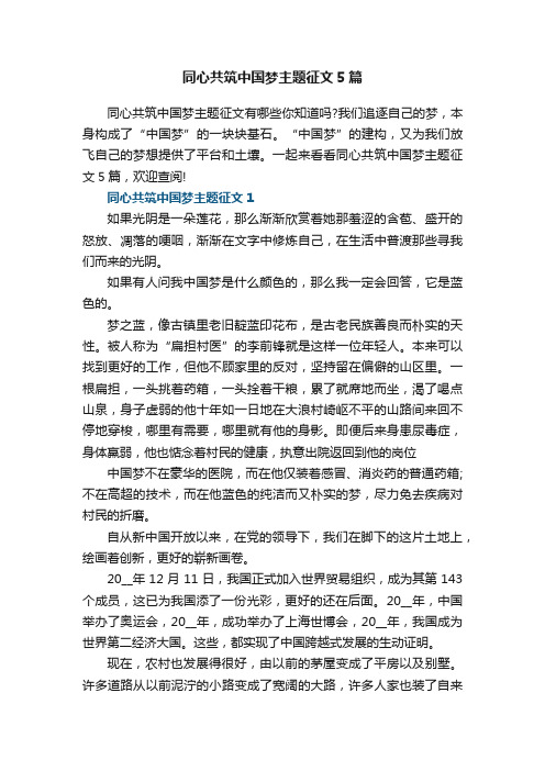 同心共筑中国梦主题征文5篇