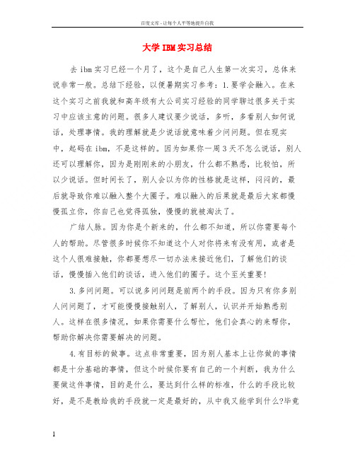 大学ibm实习总结