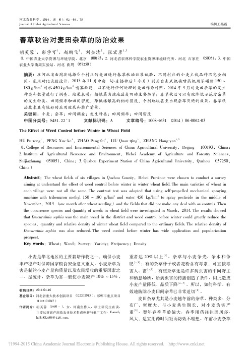 春草秋治对麦田杂草的防治效果