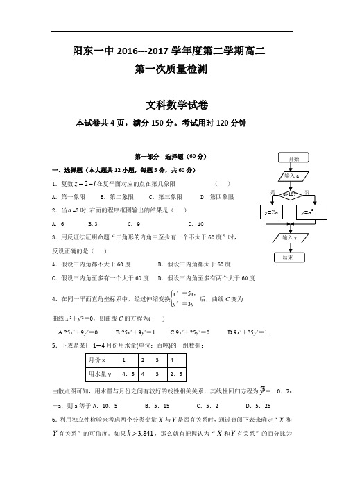 广东省阳江市阳东区第一中学2016-2017学年高二下学期