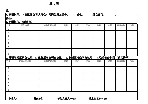 药品经营企业计算机系统权限申请表