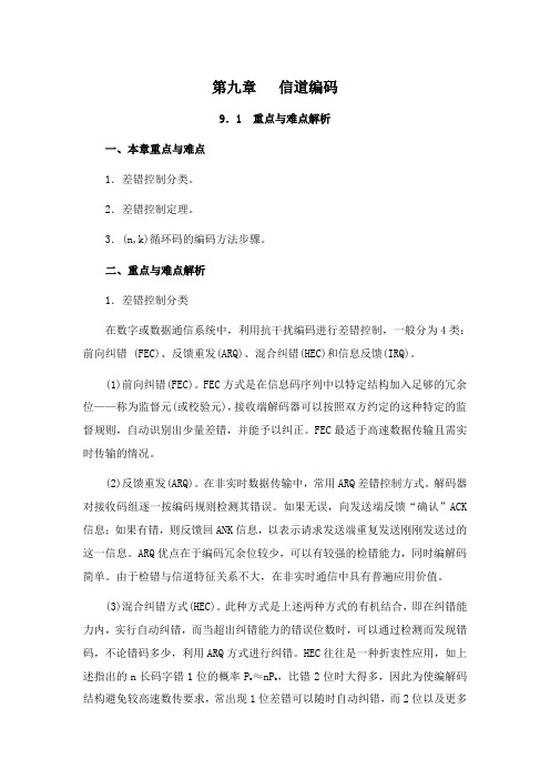通信原理[第九章信道编码] 山东大学期末考试知识点复习