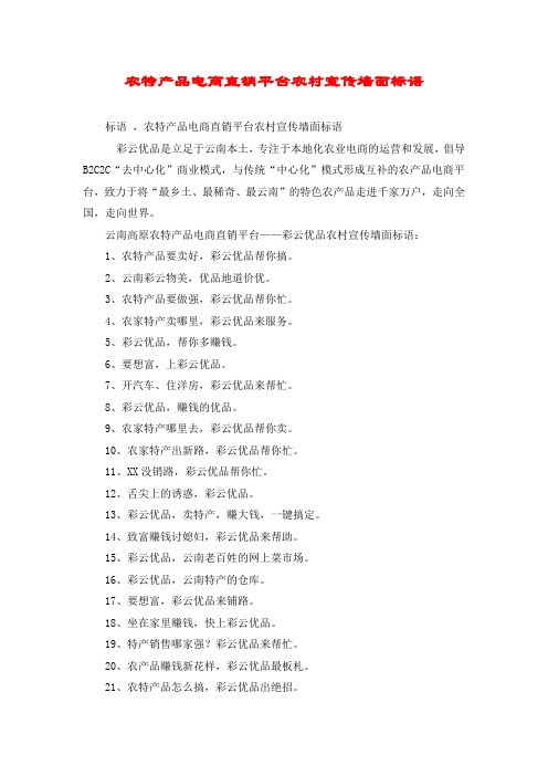 农特产品电商直销平台农村宣传墙面标语