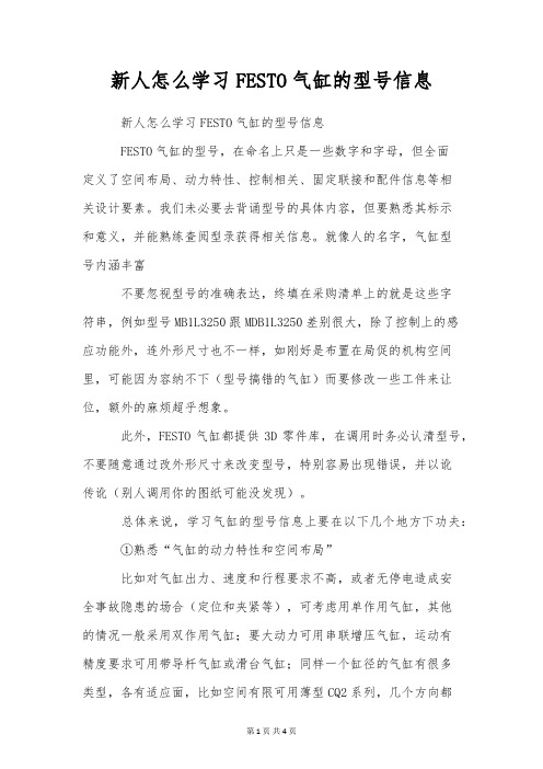 新人怎么学习FESTO气缸的型号信息