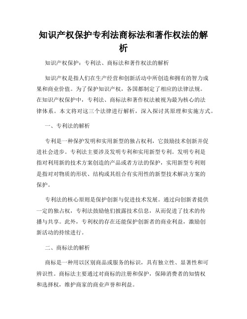 知识产权保护专利法商标法和著作权法的解析