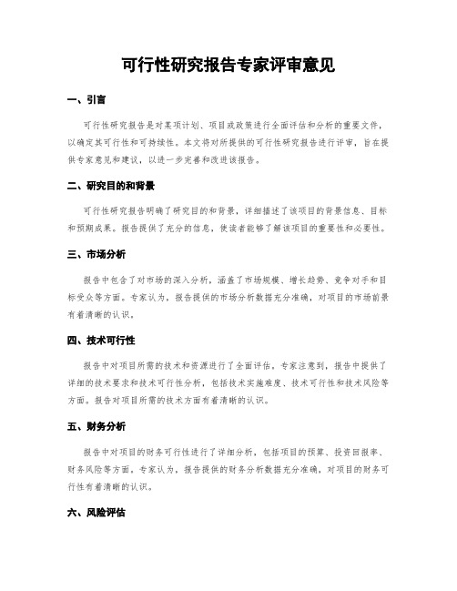 可行性研究报告专家评审意见