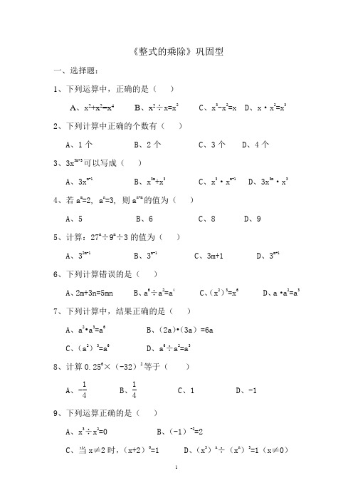 整式的乘除巩固练习