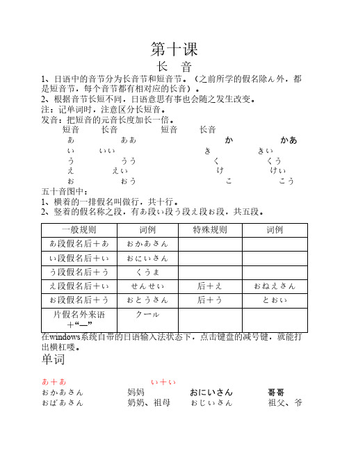 日语学习笔记第十课