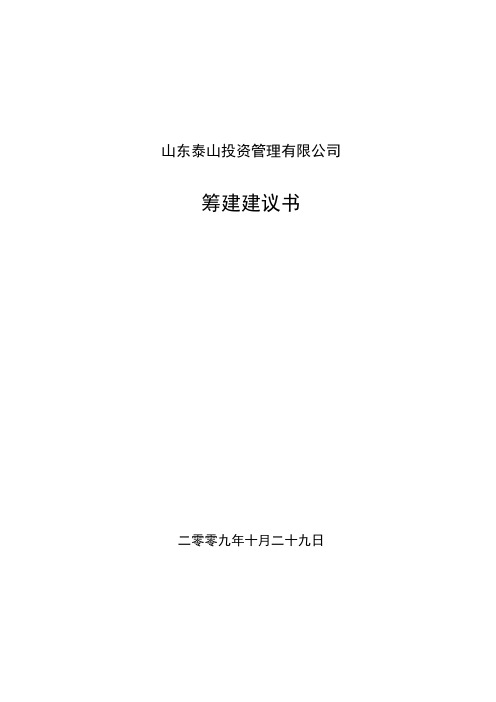 山东泰山投资管理有限公司筹建建议书(草案)讲课讲稿