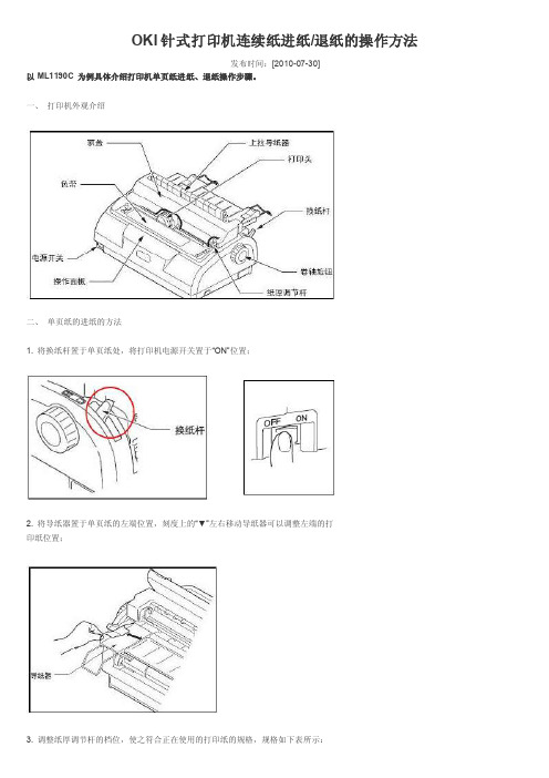 【2017年整理】OKI针式打印机连续纸进纸退纸的操作方法