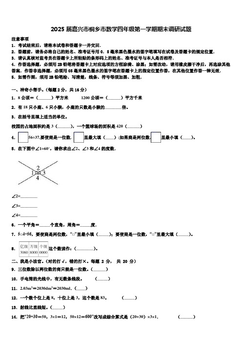 2025届嘉兴市桐乡市数学四年级第一学期期末调研试题含解析